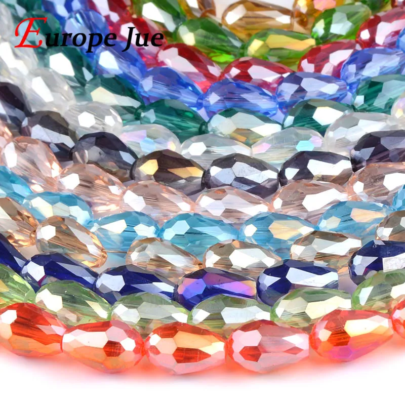 Top quality 4*6mm Waterdrop Faceted crystal glass beads 100pcs Teardrop plating for jewelry making bracelet DIY | Украшения и