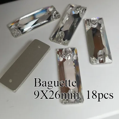 Baguette 9X26mm 18pc Rivoli капля пришить кристально чистая СТРАЗА DIY 2 отверстия зеркало стразы стекло камень для пришивания Швейные Textil Стразы для одежды - Цвет: Baguette 9X26mm 18pc