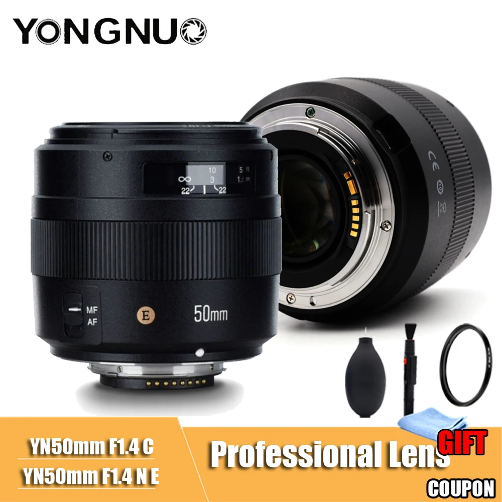 YN50mm F1.4N E объектив с большой апертурой с автофокусом YN50mm F1.4N для Canon EOS Nikon 70D 5D II 5D3 600D DSLR камера