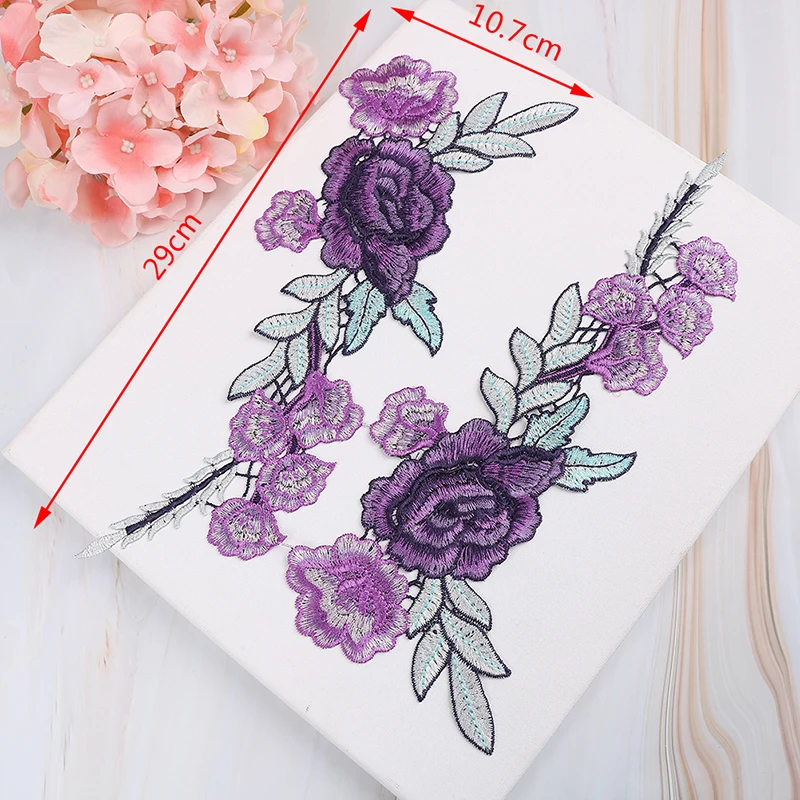 2 шт./компл. патчи с вышивкой фиолетовых цветов наклейки для одежды искусственные