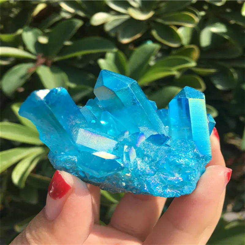

73g Natural clear blue quartz crystal point treatment of rare minerals