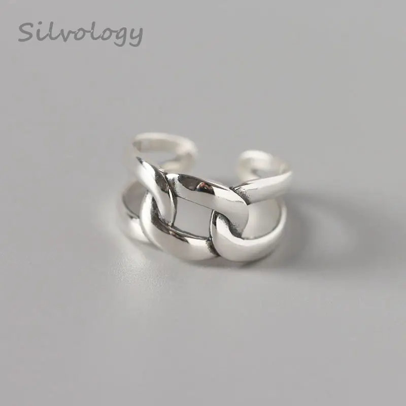 Серебряные ранние кольца Silvology простые плетеные геометрические открытые в
