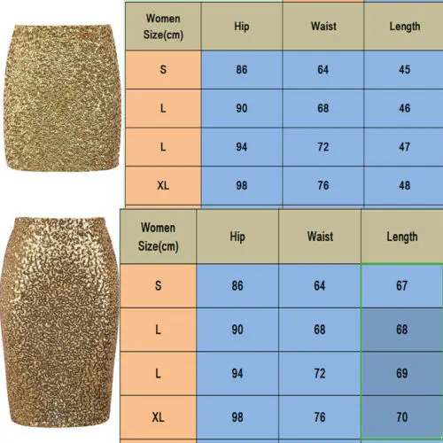 Women Sequin Skirt Bodycon Sparkle Night Out Party Sequined Hip | Женская одежда