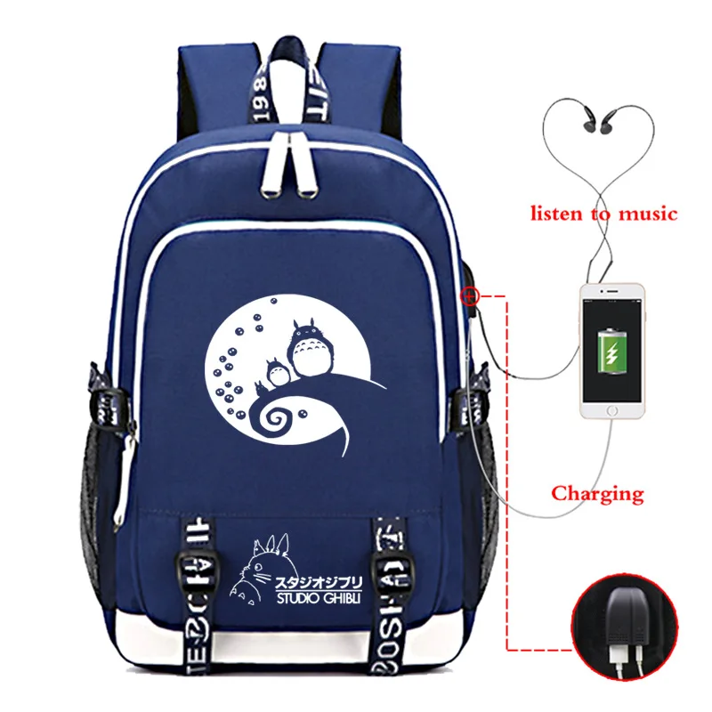 

Tonari no Totoro My Neighbor Totoro Canvas Backpacks Student School Bag Cartoon Rucksack Travel Pack Laptop Bag Strong Backpack9