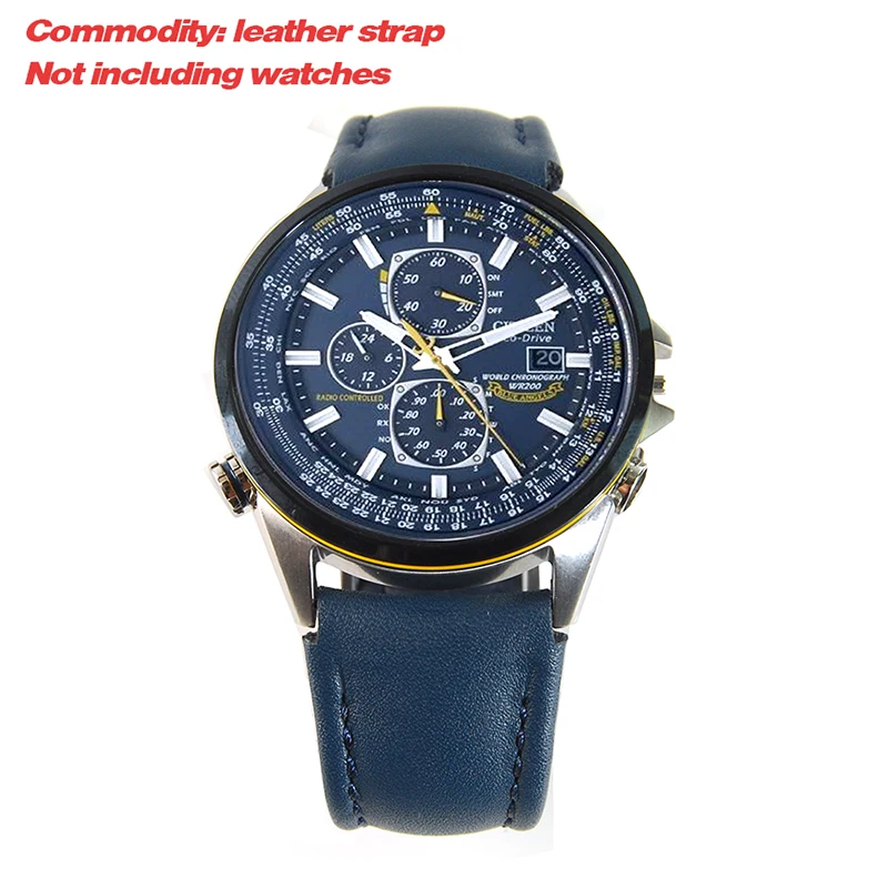 Сменный кожаный ремешок для Citizen 23 мм AT8020-03L H800-S081165 с синими ангелами | Наручные