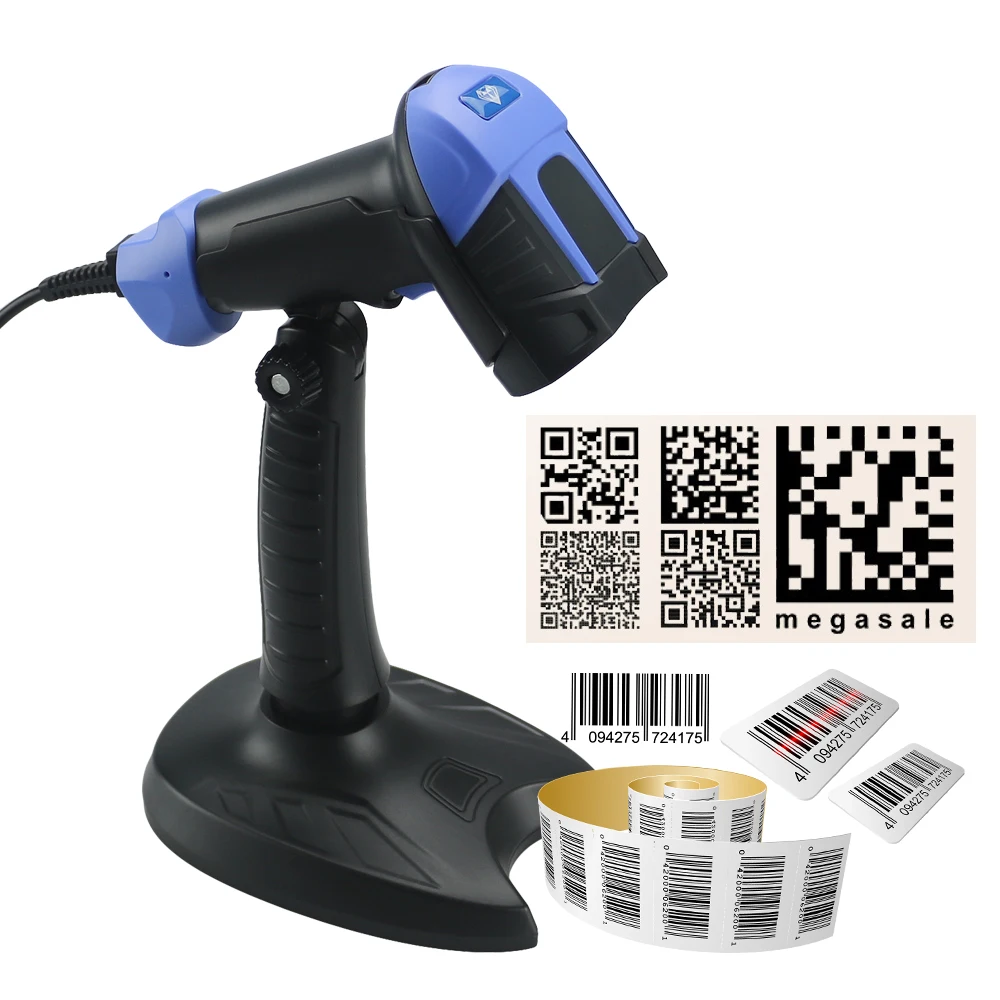 Kercan автоматический CCD проводной USB 2D QR PDF417 матрица данных ПЗС сканер штрих кодов