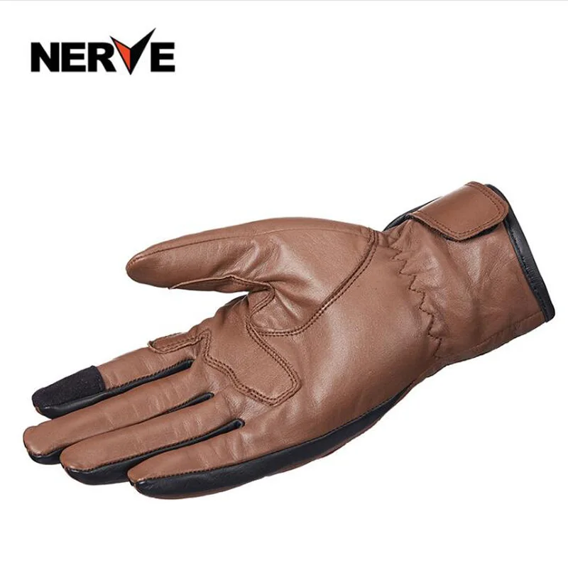 2019 New Winter warm NERVE motorcycle riding gloves leather four seasons locomotive racing retro anti-fall Motorbike glove | Автомобили и