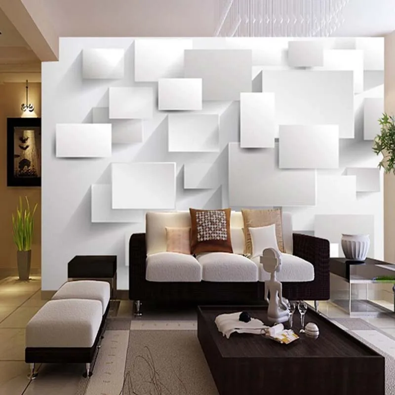 Современные Простые фотообои с белым кирпичным рисунком для гостиной спальни