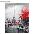 CHENISTORY бескаркасные абстрактные Парижские пейзажи DIY живопись по номерам Современная Настенная живопись каллиграфия уникальный подарок для дома