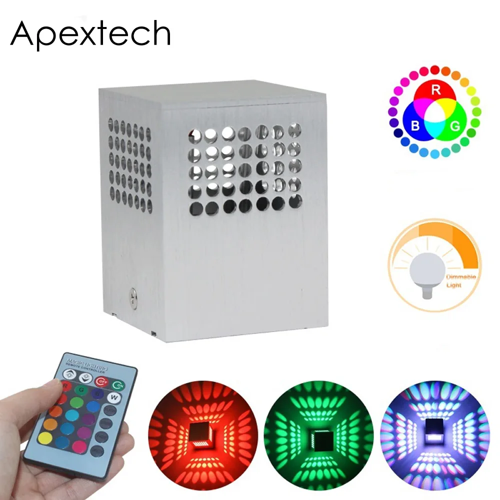 Apextech светодиодный RGB дистанционный настенный светильник с ЧПУ Алюминиевый