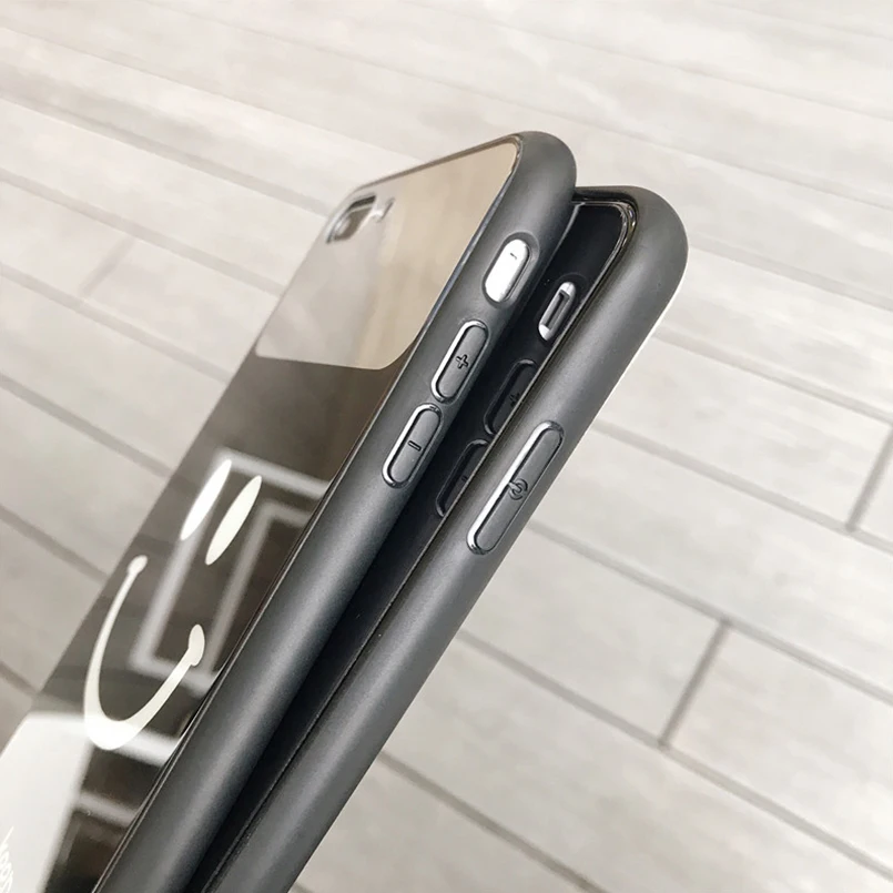 Роскошный зеркальный чехол для iPhone X XR XS макс. закаленное стекло улыбка полный
