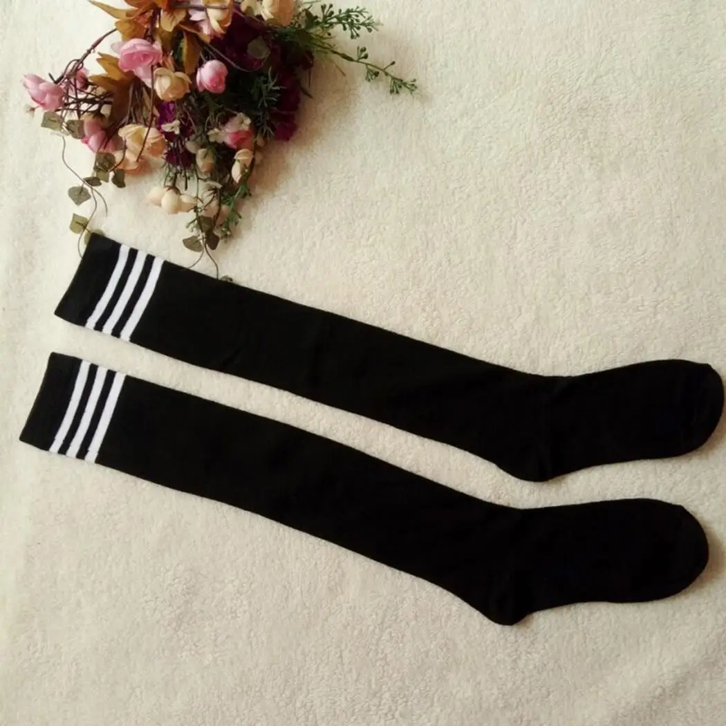 Женские длинные носки в полоску платье для девочек гольфы до бедра Косплей Школа