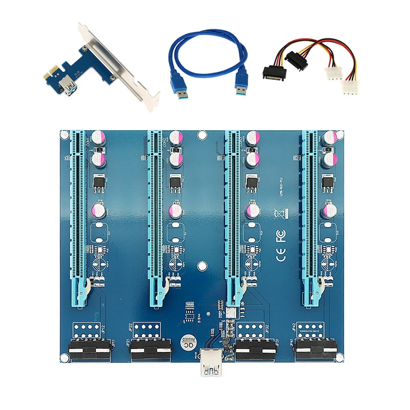 PCI-E 1x Комплект расширения PCI Express от 1 до 4 портов PCI Express переключатель мультипликатор концентратор Riser Card PCIE x1 до x16 адаптер для BTC Miner