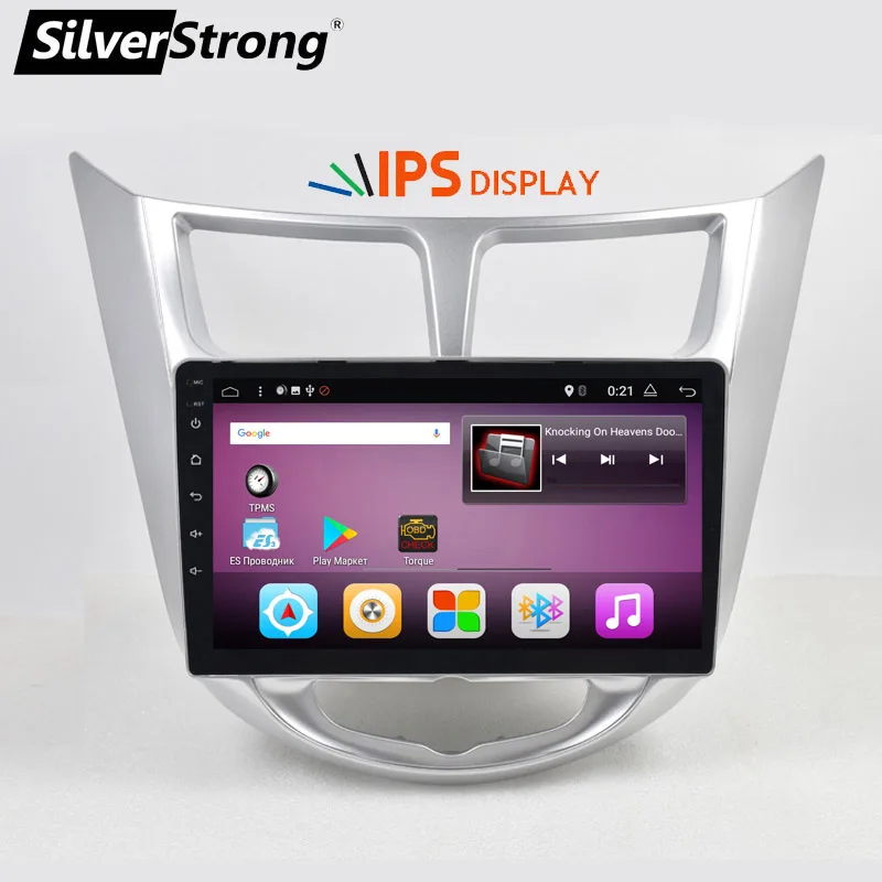 SilverStrong автомобильный DVD gps для Hyundai Verna Solaris 4 Core 9 &quotAndroid8.0 головное устройство 1024*600