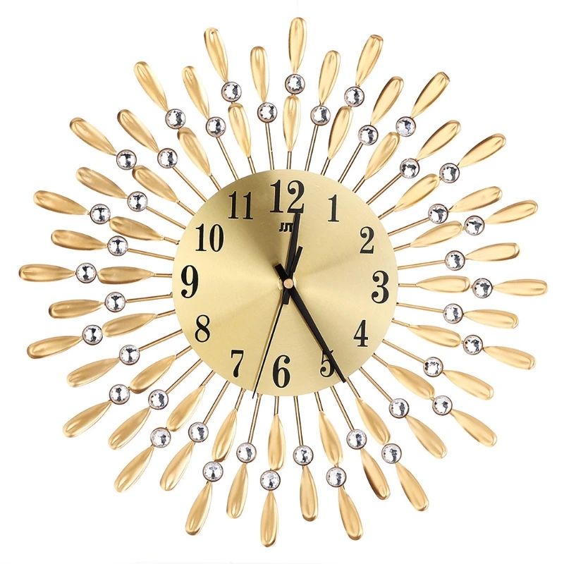 Luxury Diamond Wall Clock Modern Design Digital Large Wall Clock Mounted Metal Wall Watch DIY Living Room Decoration