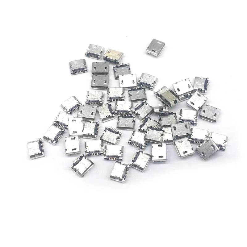 50 шт./лот плоский край 5 контактов тип B разъем Micro USB гнездо Плоский порт для Samsung