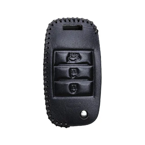 3Button black KUKAKEY кожаный чехол для ключа автомобиля для KIA Rio Sportage QL ceed Optima Sorento cerato K2 K3 K4 K5 Picanto чехол для ключа автомобиля - Название цвета: 3Button black