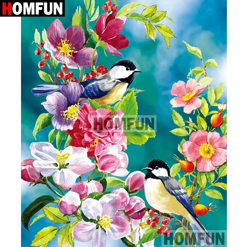 Алмазная живопись HOMFUN птица и цветок вышивка крестиком из квадратных/круглых