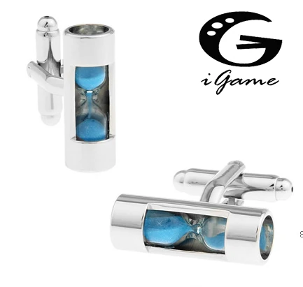 blue IGame Песочные Часы Запонки Новинка функциональных песочные часы Дизайн Фиолетовый Цвет - Окраска металла: blue