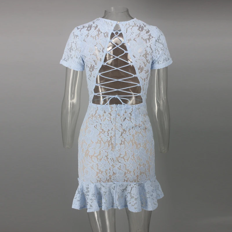 NATTEMAID Hollow Out Floral Guipure Lace Dresses Elegant Modern Lady Casual Mini White Dress Women Summer Bandage Dress