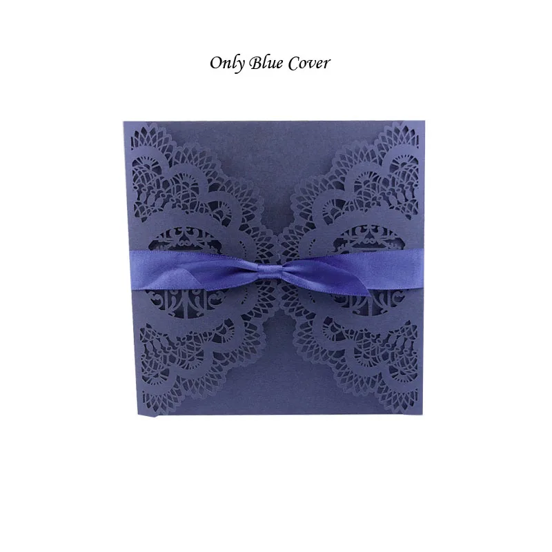 Only Blue Cover 50 шт. Lover Birds лазерная резка свадебные пригласительные открытки поздравительные открытки персонализированные пользовательские с лентой печати для конвертов вечерние принадлежности - Цвет: Only Blue Cover