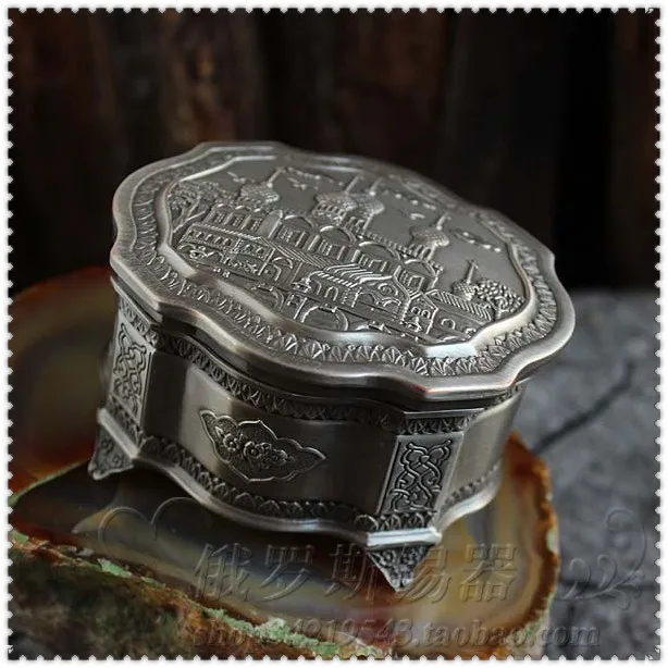 

Russian Classical European Style Castle Tin Jewelry Box Retro Castle Table Decoration Home Ornament