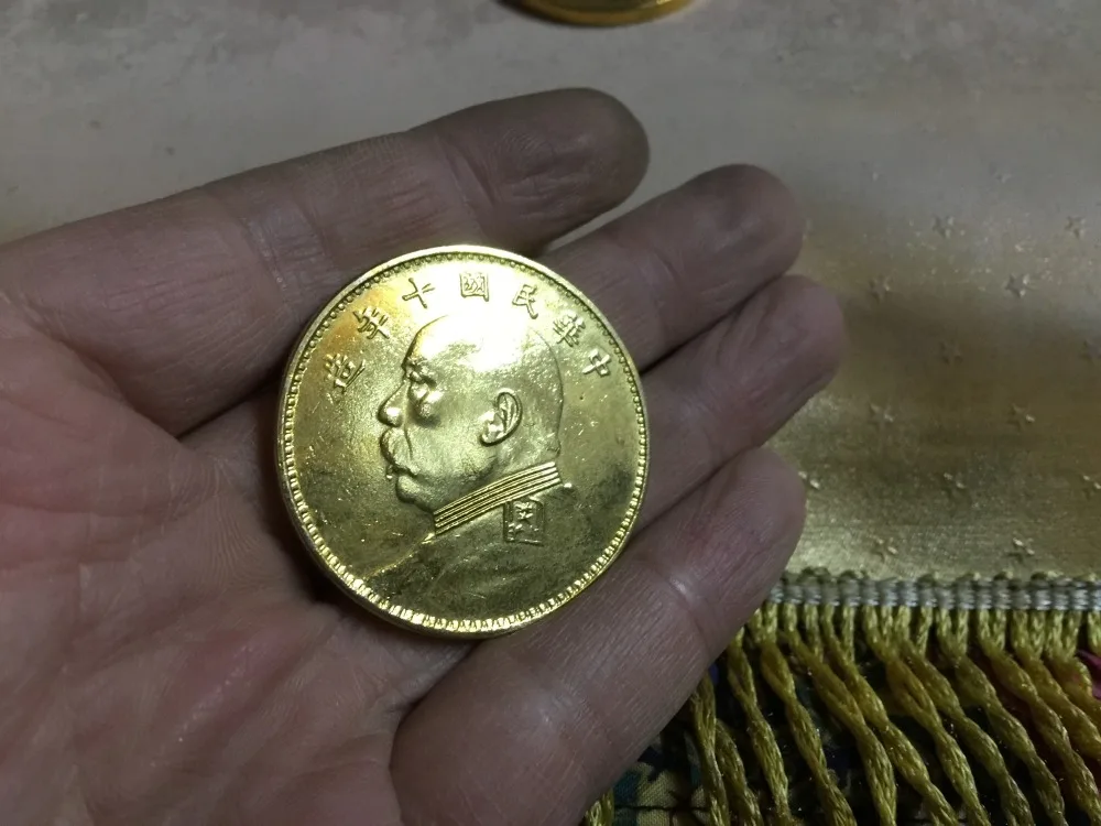 1921 Китай Республика 10 лет 1 Юань Shikai 24k позолоченная копия монеты|yuan shikai|coin coinscoin gold