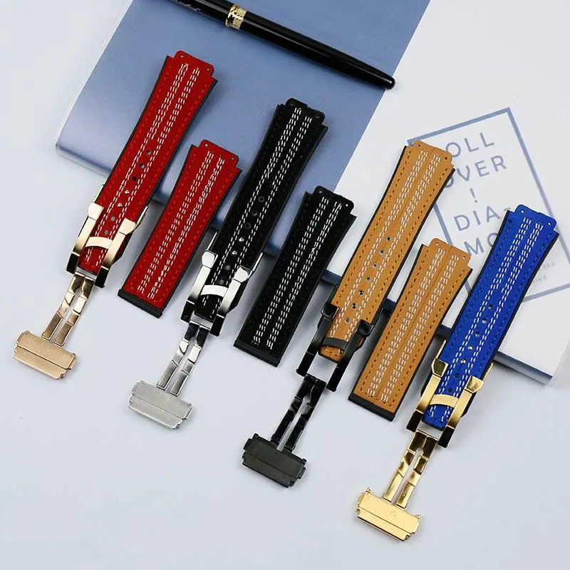 Leather Rubber Men's Watchband for HUBLOT Hengbao Fusion Series 25mmx 19mm Multicolor Comfortable Women's Watch Accessories |