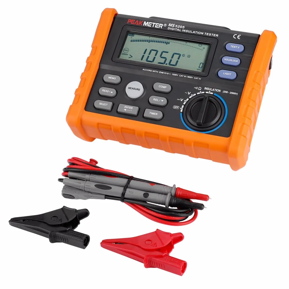 Цифровой тестер электросопротивления PEAKMETER 0 01 100 2500 В MS5205|Измерители