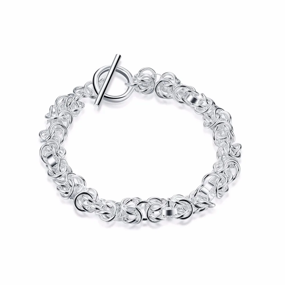 

Lekani 6mm Wide 925 stamp silver color 20cm Link Chain Bracelet For Men Fine Jewelry Wholesale Ot Claps Cuff Bracelets Bangles