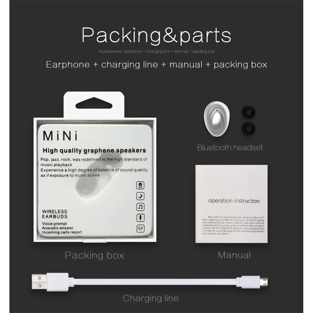 Wholesale and Dropshipping Bluetooth Earphone Wireless Earbuds Headset With Mic for iPhone Xiaomi Samsung Huawei LG(Single) | Электроника