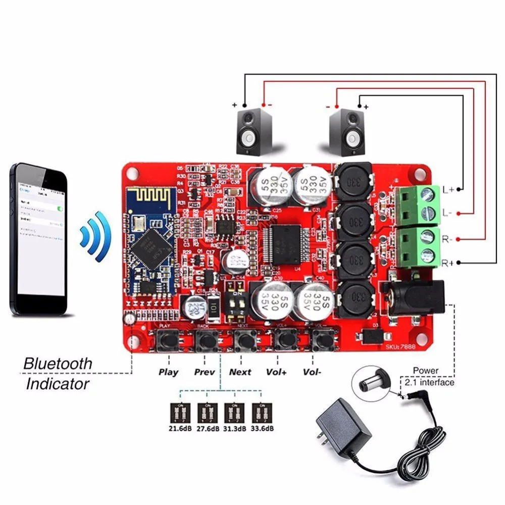 TDA7492P 50 Вт+ 50 Вт Bluetooth 4,0 беспроводной цифровой аудио приемник усилитель плата HIFI модуль усилителя