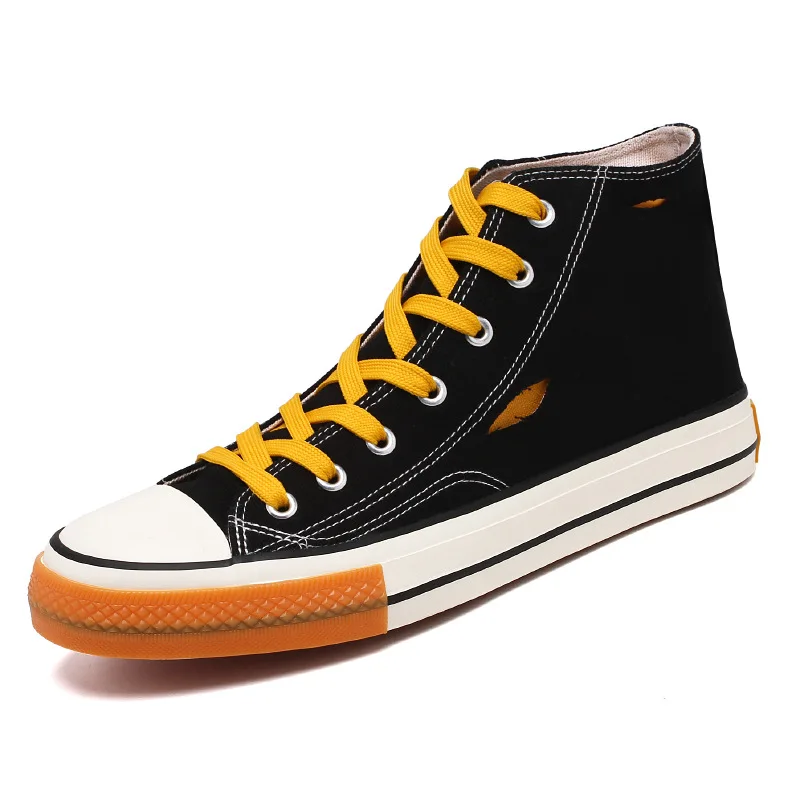 

Mens High-top Canvas Shoes Men 2019 New Spring Autumn Top Fashion Sneakers Lace-up High Style Solid Colors Man casual shoes