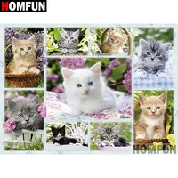 homfun 5d diy diamond painting full squareround drill animal cat embroidery cross stitch gift home decor gift a08271