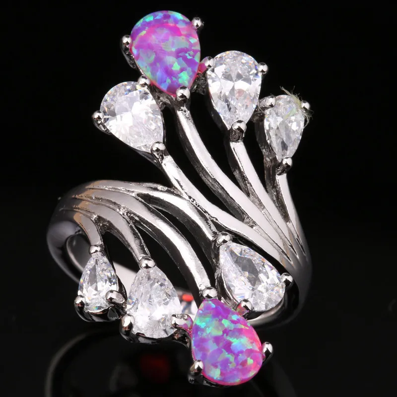 Классический Розовый огненный опал и ювелирные изделия посеребренные вечерние