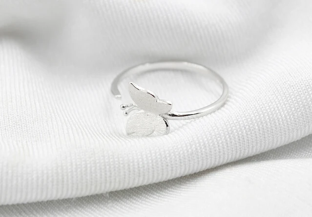 Женское кольцо с крыльями в виде бабочки простое из стерлингового серебра 925