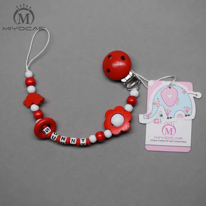 MIYOCAR персонализированные любое имя красные деревянные бусины с цветами