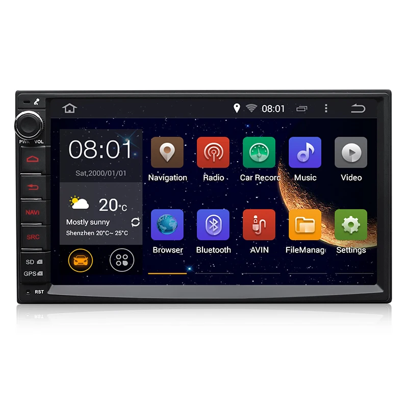 Quad Core Android 4.4 Universal In Dash 7 Inch 1024*600 HD Touch Screen Car Radio Player Double Din GPS Navigation Stereo | Автомобили и