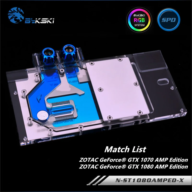 Bykski полное покрытие GPU водный блок для ZOTAC Geforce GTX 1070 1080 AMP Edition видеокарта Mobo AURA N
