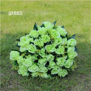 green Новое поступление, Моделирование искусственных цветов, искусственный цветок, свадебные принадлежности, Шелковый цветок, 36 голов, букет роз, 13 цветов - Цвет: green