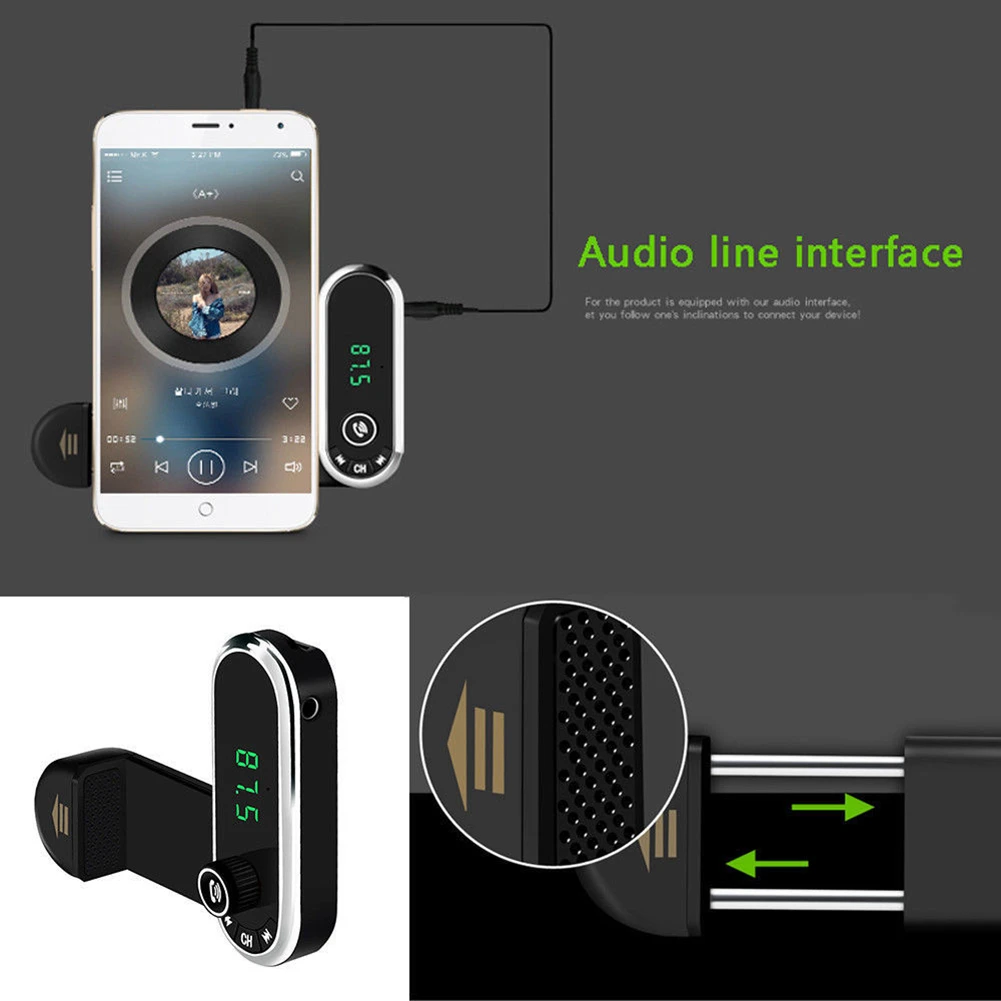 Громкой связи Bluetooth гарнитура для MP3 аудио автомобильный комплект Зарядное