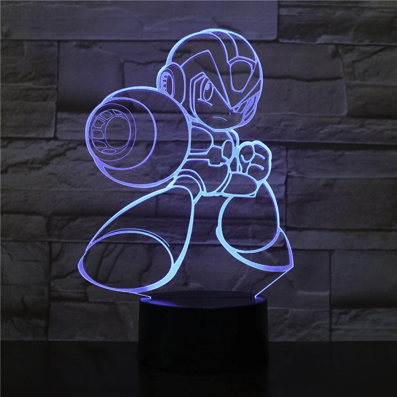 USB светодиодный 3d-ночник Rockman рисунок многоцветный RGB декоративный свет для мальчиков детская игра "Подарки" Megaman настольная лампа прикроватная