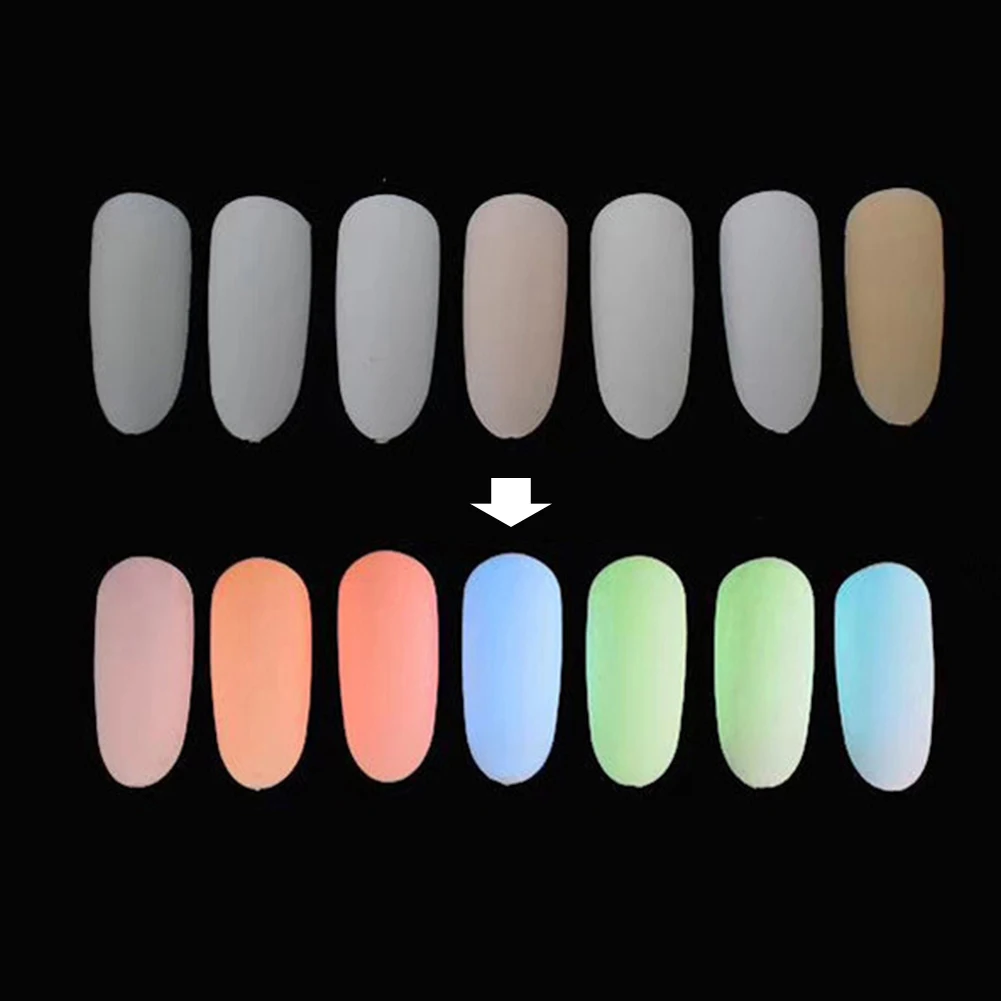 

NEW 12Pcs/Set Fluorescent Nail Art Powder Luminous DIY Pigment Holographic Glitter Nail Art Decoration Manicure Tool