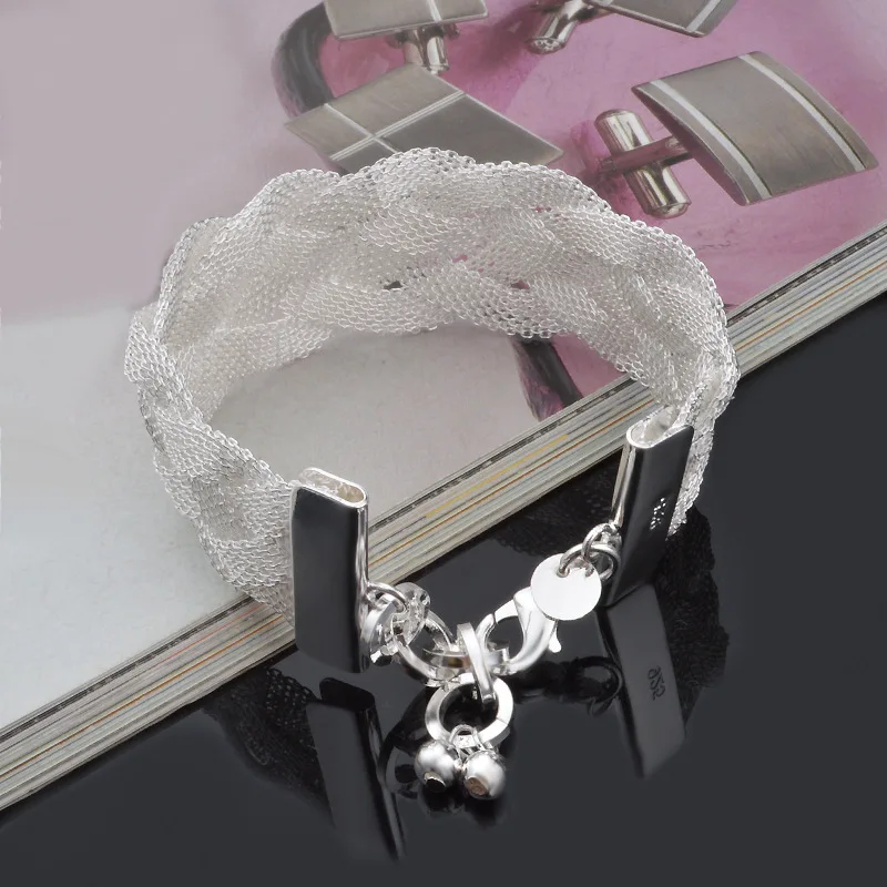 XIYANIKE NewArrival Big Brand 2017 Sterling Silver Hot Sale Net Weaving Bracelet For Women bracelets &amp bangles Pulseira VBS4016 |