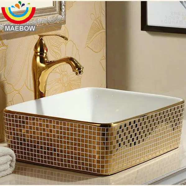 Мозаичная Золотая художественная столешница прямоугольная керамическая