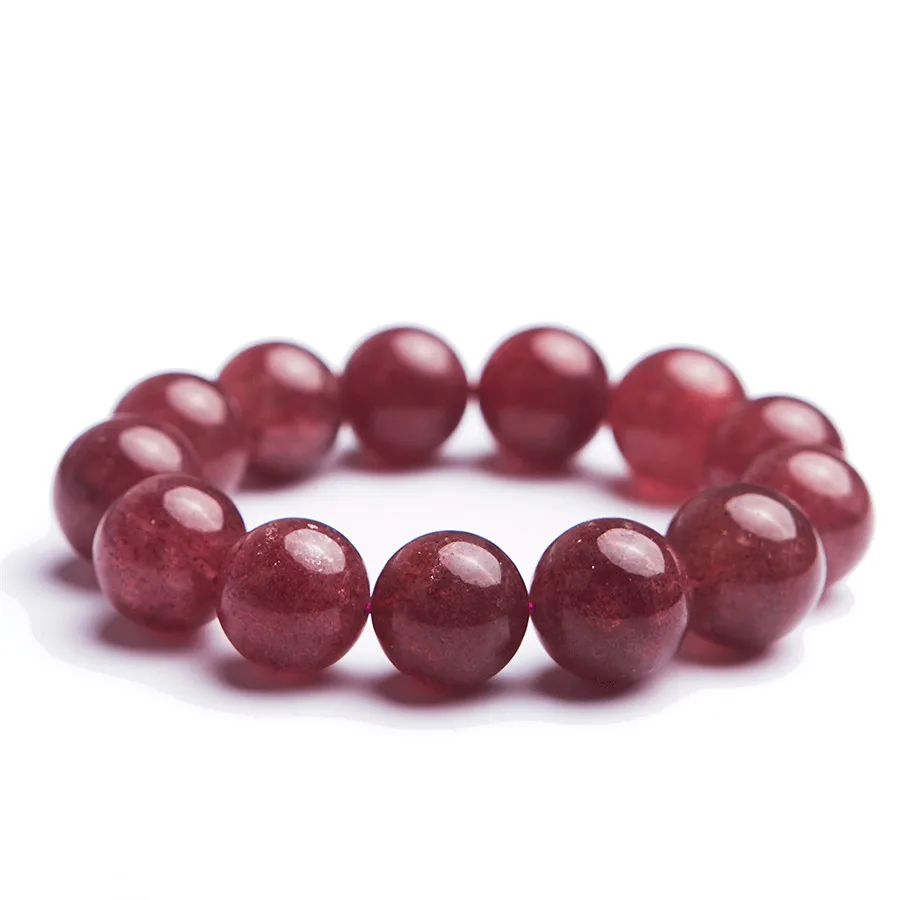 Женский браслет из натурального Красного кварца с клубничным кристаллом 100% |