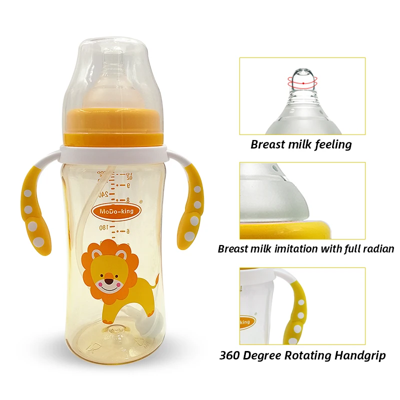 300ml MoDo-king детская бутылочка/бутылочка для кормления PPSU молоко силиконовая соска; Детские зубные кольца Питьевая бутылка 120/180/240/300 мл Детская кружка-непроливайка - Цвет: 300ml