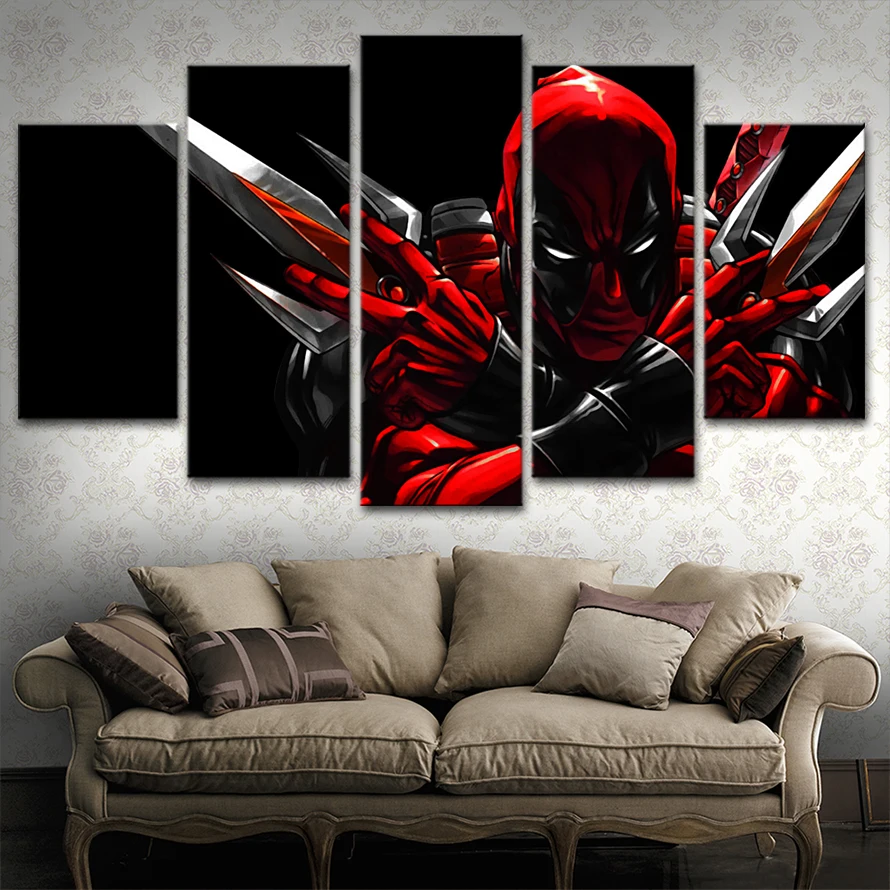 Новинка 5 шт. Холст Искусство Дэдпул плакат фильм современные декоративные