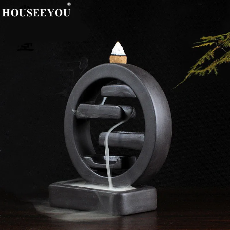 Houseyou квадратный благовоний керамический обратный поток благовония горелка