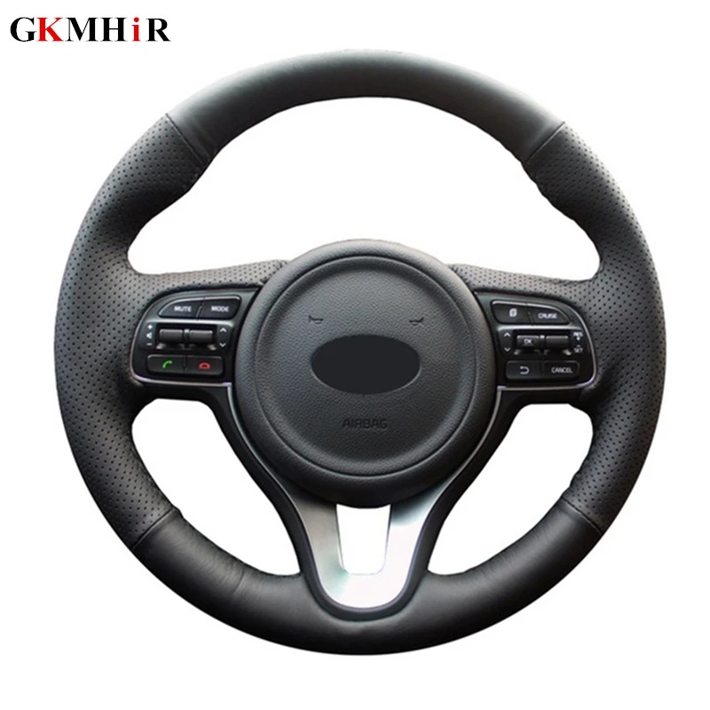 Black Soft Artificial Leather Car Steering Wheel Cover for Kia Sportage 4 KX5 2016 2017 K5 2016 2017 Hand-stitched